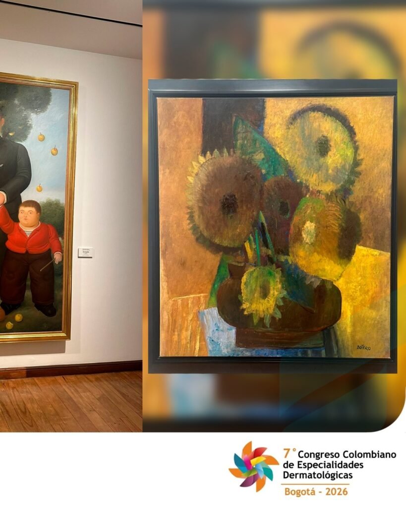 Quadro de girassóis no museu, em Bogotá