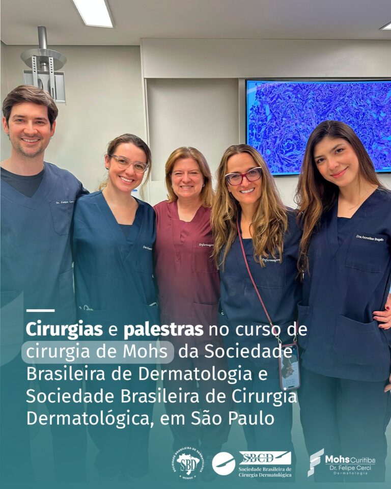 Cirurgias e palestras no curso de cirurgia de mohs da Sociedade Brasileira de Cirurgia Dermatológica, em São Paulo