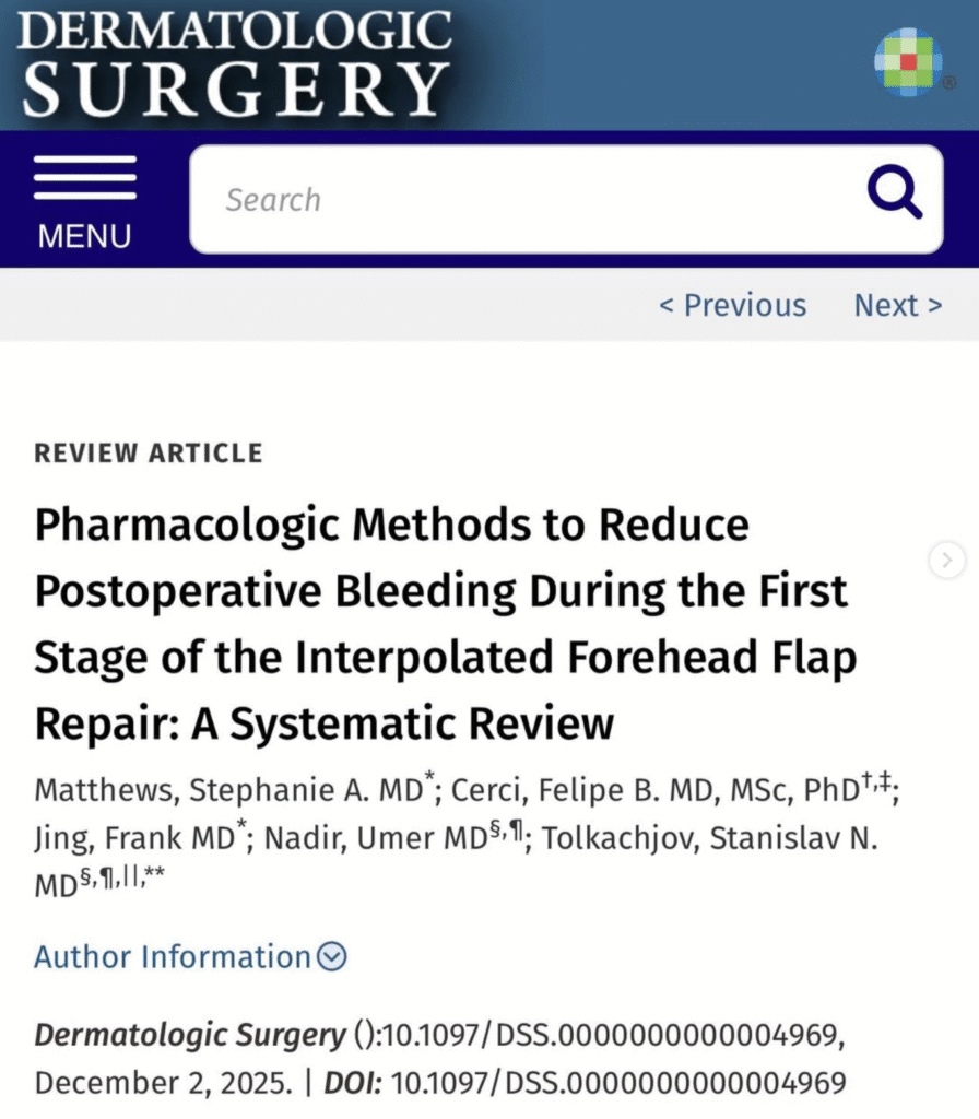 Pharmacologic Methods to Reduce Postoperative Bleeding During the First Stage of the Interpolated Forehead Flap Repair: A Systematic review